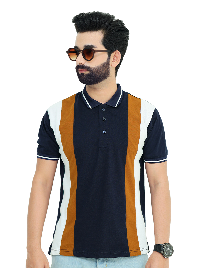 Navy Lining Half Sleeves Polo T-Shirt